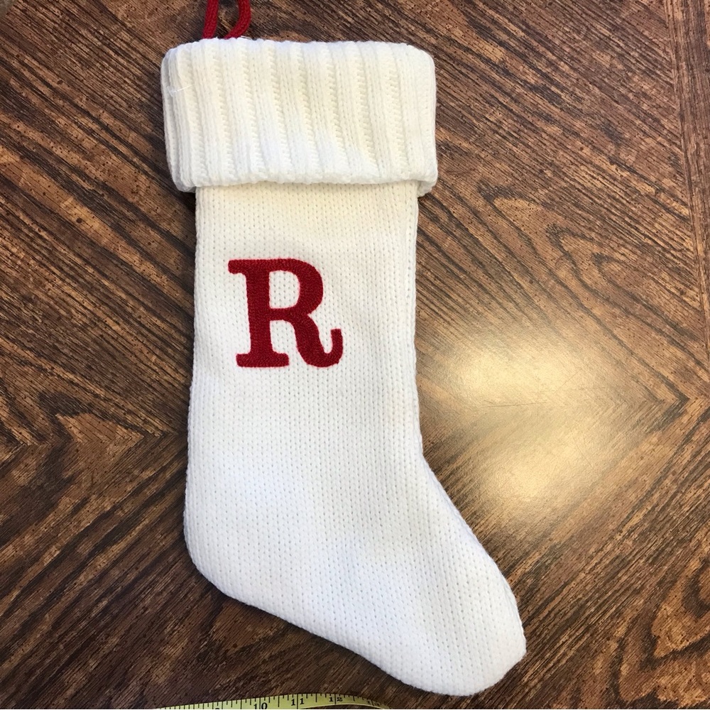 Wondershop Target Christmas Knit Winter White Stocking Monogram Letter R